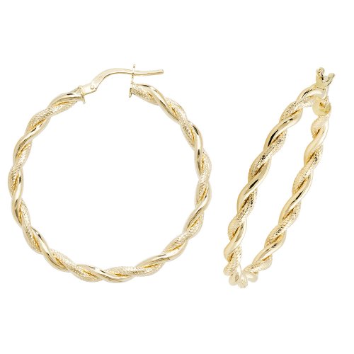 9ct Gold Diamond Cut Plaited Hoops ER1045-