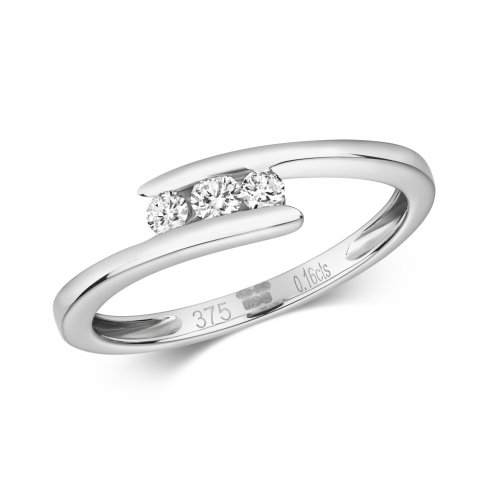 Diamond Crossover Trilogy Ring In 9ct White Gold 