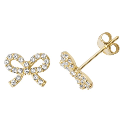 9ct Gold Cz Bow Studs 