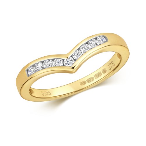 Diamond Chanel Set Wishbone Ring In 9ct Gold 