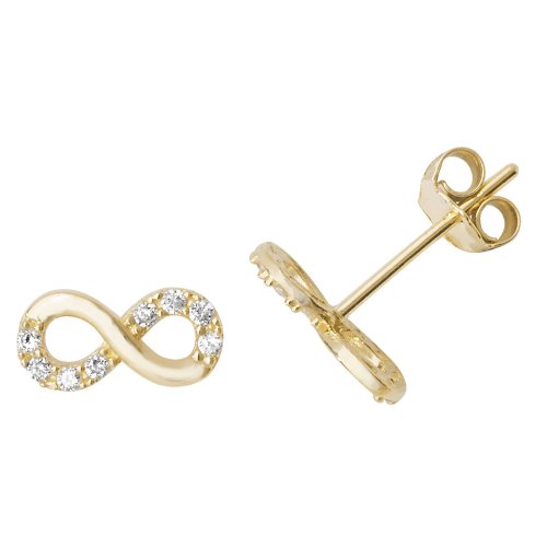 9ct Gold Cz Infinity Studs 