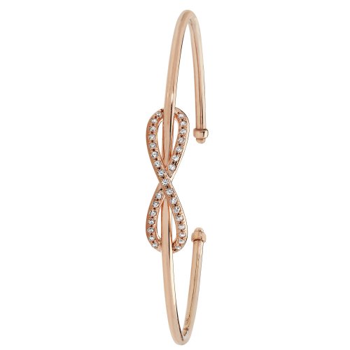 9ct Rose Gold Cz Infinity Torc Bangle 