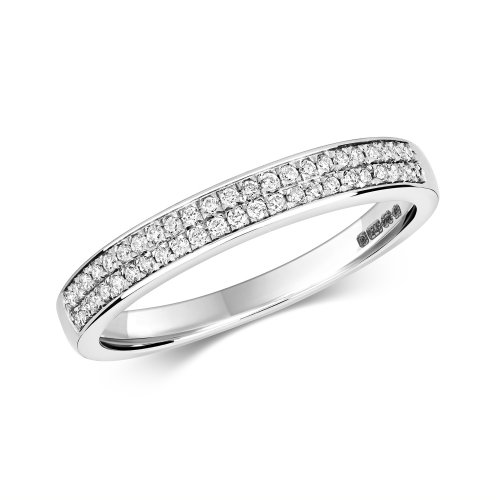 Diamond Grain Set 2 Row Eternity Ring In 9ct White Gold 