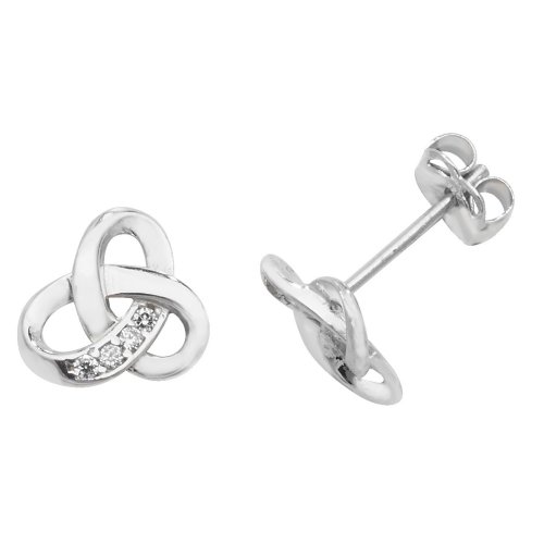 9ct White Gold Cz Celtic Studs 