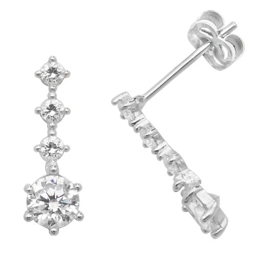 9ct White Gold Triple Cz Drops 