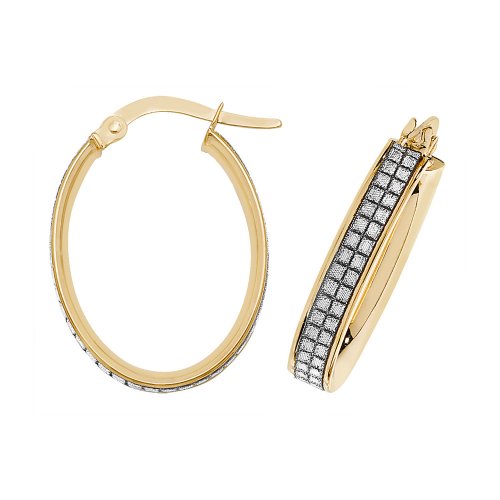 9ct Gold Moondust Oval Hoops ER1063-