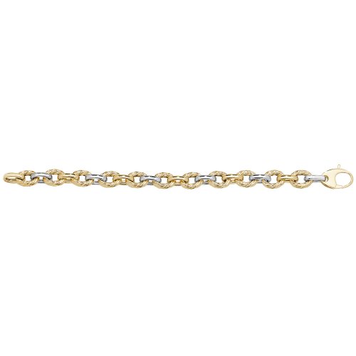 9ct Gold 2 Tone Oval Linked Fancy Bracelet 