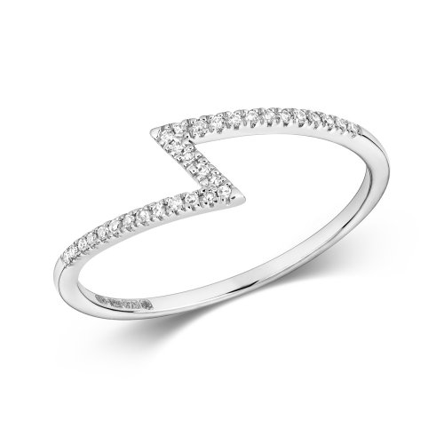 Diamond Zigzag Ring In 9ct White Gold 