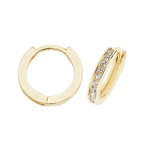 9ct Gold Cz Hinged Hoops 