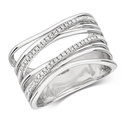 Diamond Crossover Ring In 9ct White Gold 