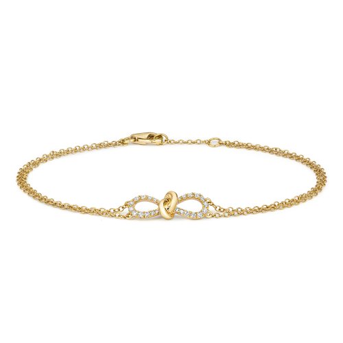 Diamond Bow Bracelet In 18ct Gold 