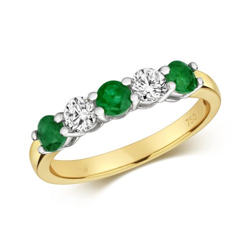 Diamond & Emerald Claw Set Eternity Ring In 18ct Gold 
