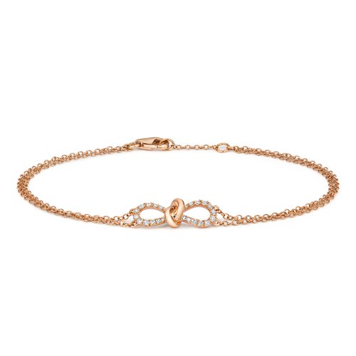 Diamond Bow Bracelet In 18ct Rose Gold 