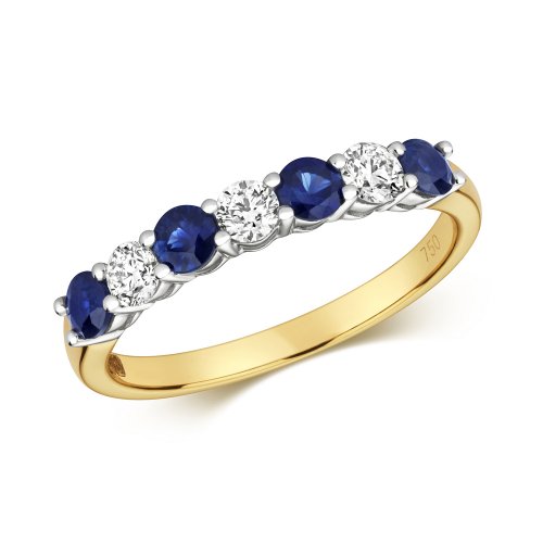 Diamond & Sapphire Claw Set Eternity Ring In 18ct Gold 