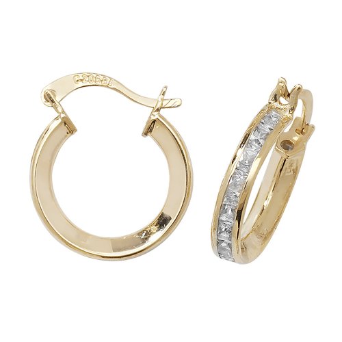 9ct Gold Cz Hoops 