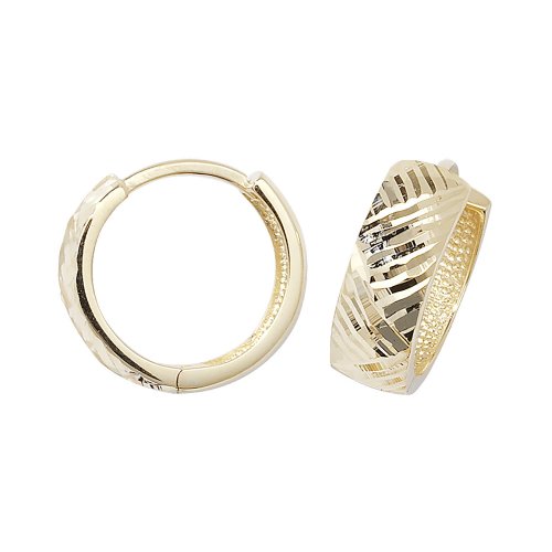 9ct Gold Diamond Cut Hinged Hoops 