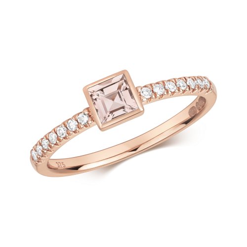 Diamond & Morganite Ring In 9ct Rose Gold 