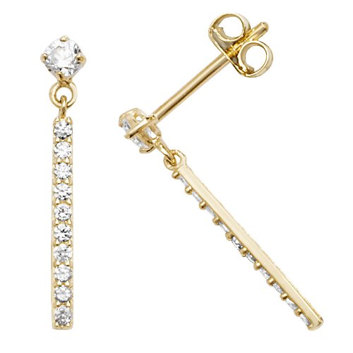 9ct Gold Cz Bar Drops 