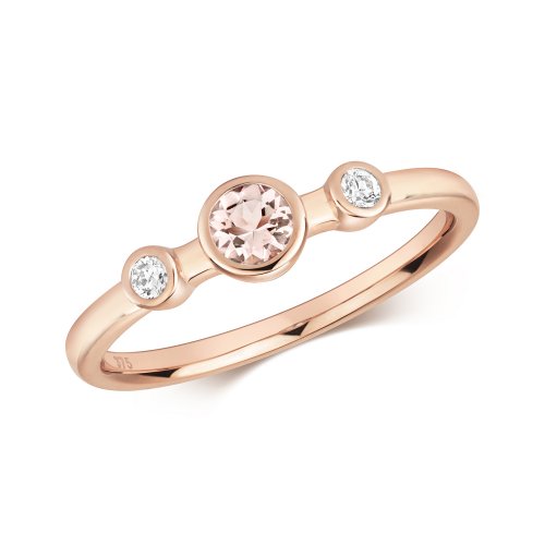 Diamond & Morganite Ring In 9ct Rose Gold 