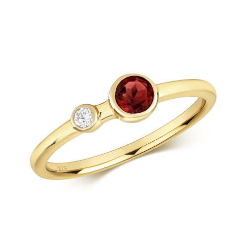 Diamond & Garnet Ring In 9ct Gold 