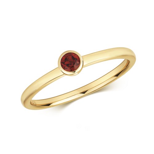 Garnet Rubover Ring In 9ct Gold 