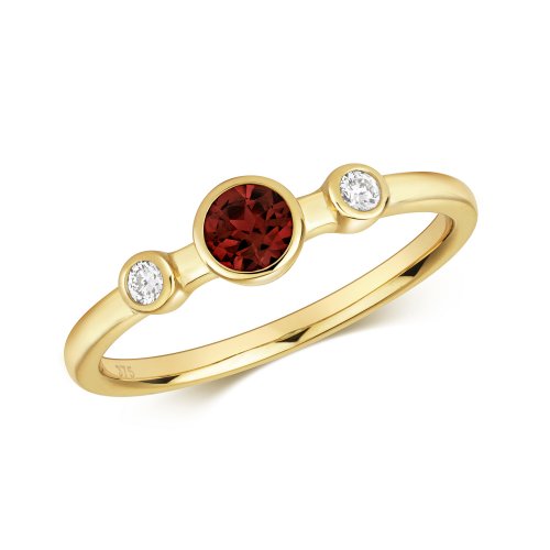 Diamond & Garnet Ring In 9ct Gold 