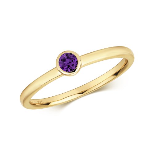 Amethyst Rubover Ring In 9ct Gold 
