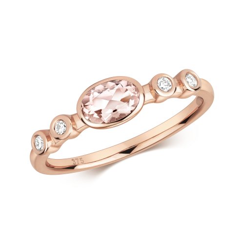Diamond & Morganite Ring In 9ct Rose Gold 