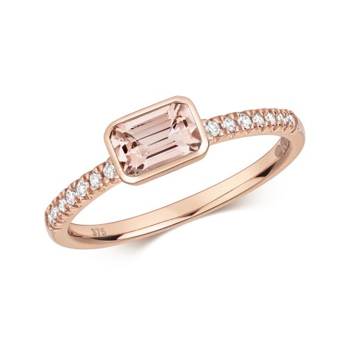 Diamond & Morganite Ring In 9ct Rose Gold 