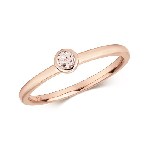 Morganite Rubover Ring In 9ct Rose Gold 