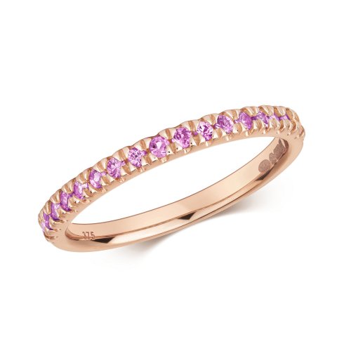 Pink Sapphire Cut Down Set Ring In 9ct Gold 