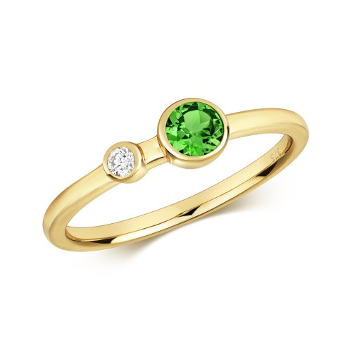 Diamond & Tsavorite Ring In 9ct Gold 