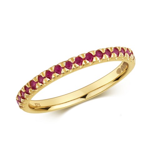 Ruby Cut Down Set Ring In 9ct Gold 