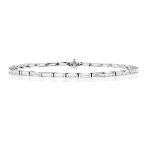 Diamond Baguette Set Bracelet In 18ct White Gold 