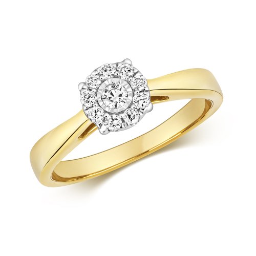 Diamond Illusion Solitaire Ring In 9ct Gold 