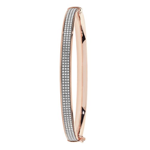 9ct Rose Gold Moondust Hinged Bangle 