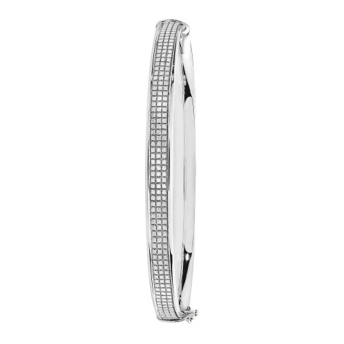 9ct White Gold Moondust Hinged Bangle 