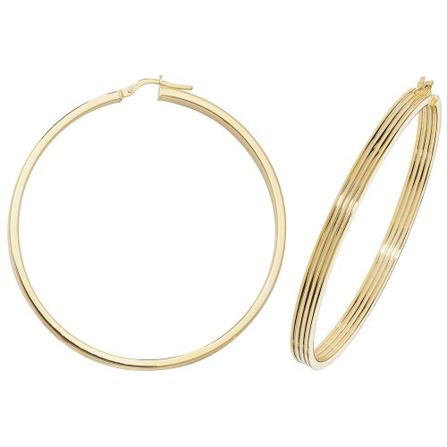 9ct Gold 3 Row Hoops ER1017-