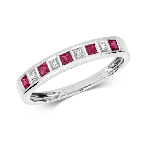 Diamond & Ruby Eternity Ring In 9ct White Gold 