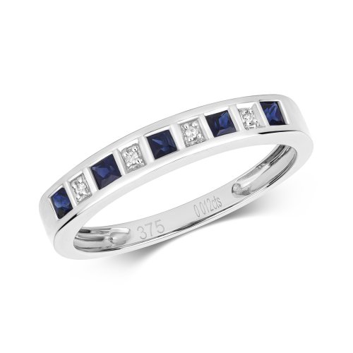 Diamond & Sapphire Eternity Ring In 9ct White Gold 
