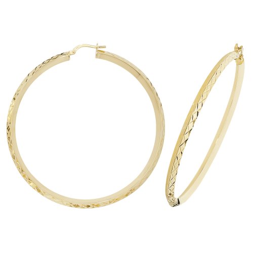 9ct Gold Diamond Cut Hoops ER1018-
