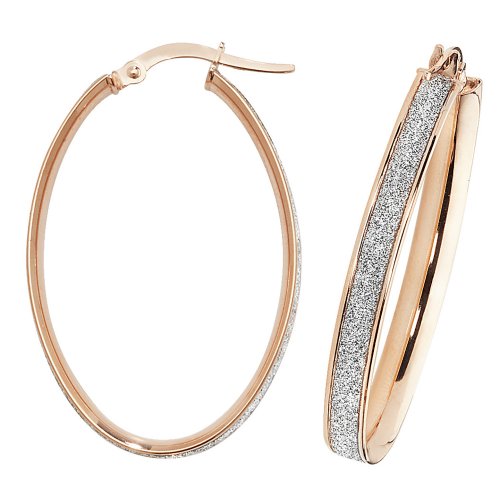 9ct Rose Gold Moondust Oval Hoops ER1023R-