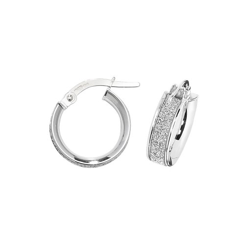 9ct White Gold Moondust Hoops ER1023W-