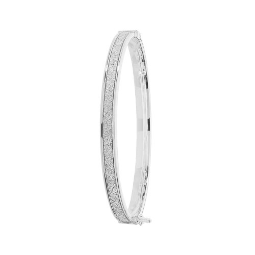 9ct White Gold Babies' Moondust Hinged Bangle 