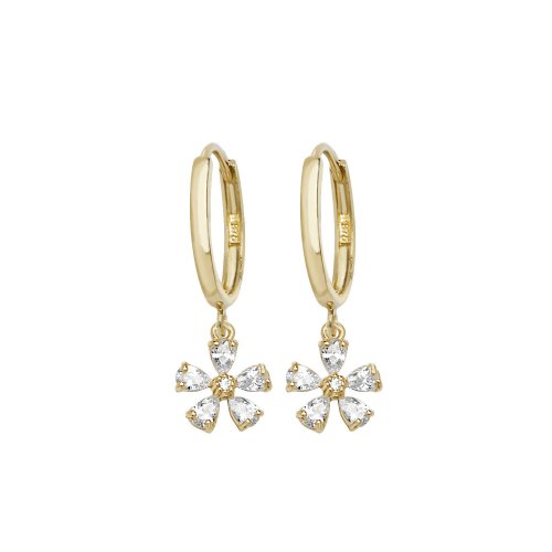 9ct Gold Cz Flower Style Drops 