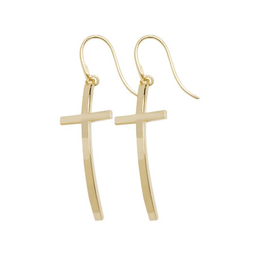 9ct Gold Curved Cross Fish Hook Drops 