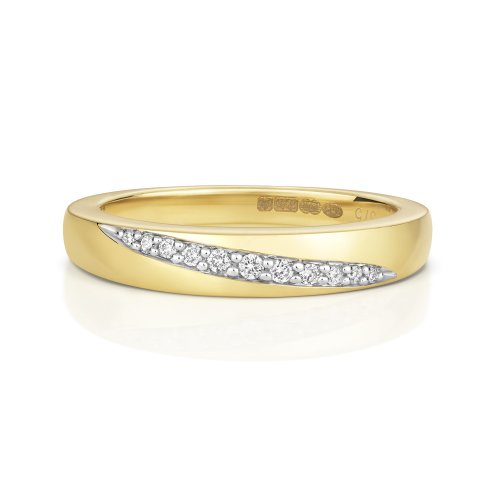 Diamond Grain Set Crossover Band In 9ct Gold 