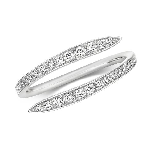 Diamond Grain Set Crossover Ring In 18ct White Gold 