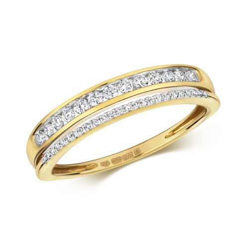 Diamond Grain Set Split Eternity Ring In 9ct Gold 