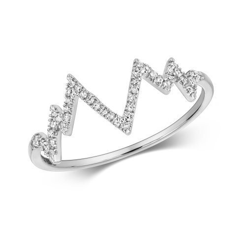 Diamond Heartbeat Ring In 9ct White Gold 